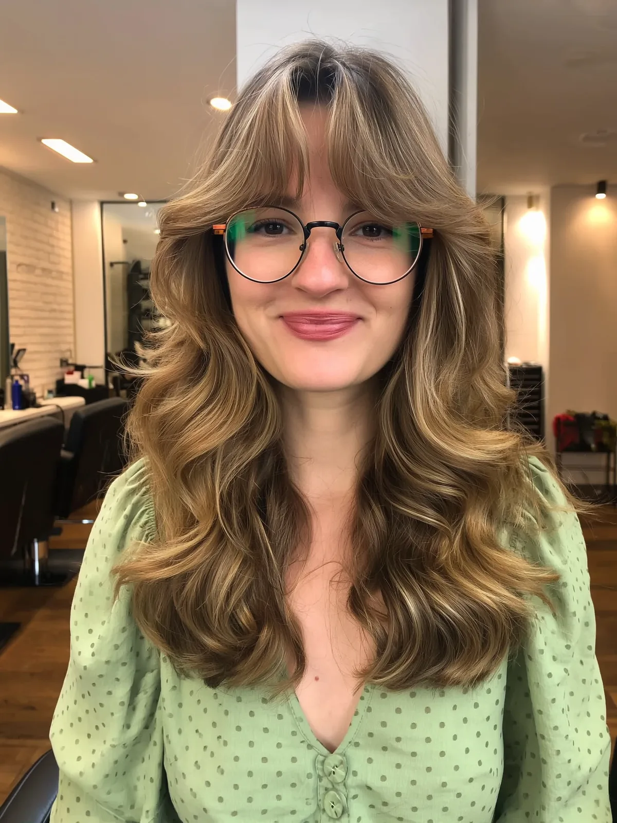 Long Wavy Layers with Soft Sandy Blonde Balayage